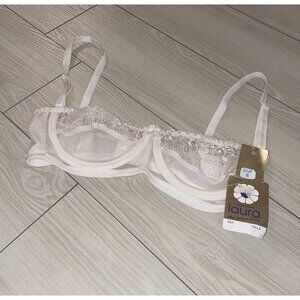 Vintage Laura Style 28 Sheer Mesh Lace Bra Underwire Womens Size 34 Ivory New